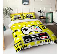 3D Gamer Funda Nórdica para Niñas Niños Adolescentes Multicolor Gamepad Videojuego Microfibra Juego de cama Videojuegos Funda de Edredón y Funda de Almohada (Amarillo,220x240 cm Cama 150 cm)