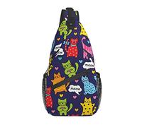 3D Gay Pride Rainbow Colored Hearts Printed Classic Sling Bag Crossbody Chest Daypack Ligero Casual Mochila Bandolera para Hombres Mujeres Adultos Viajes Senderismo Regalos