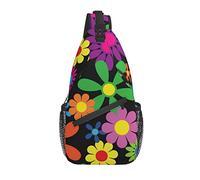 3D Gay Pride Rainbow Colored Hearts Printed Classic Sling Bag Crossbody Chest Daypack Ligero Casual Mochila Bandolera para Hombres Mujeres Adultos Viajes Senderismo Regalos