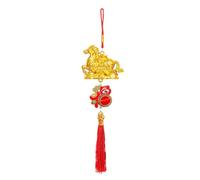 3D Golden Horse Ornament - Good Luck Wealth Pendant with Tassel | Spring Festival Decoration Prosperity Home Decor for Wall Window, Door, Home, Tree, Party, Blessing Gift, Holiday