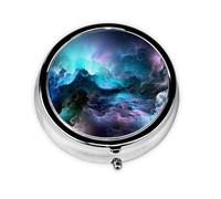 3D Graphics Universe Space Este pequeño pastillero redondo de viaje de tres compartimentos es perfecto para almacenar medicamentos diarios, vitaminas y sobre la marcha.