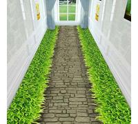 3D Green Grass Stone Road Carpet Runner Rug Non-Slip Washable For Hallway Entrance Office Living Room Bedroom Kitchen Floor Modern Decoration
