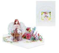 3d Guardian Angel and Flower Pop Up Card, Praying Birthday Card for Sympathy, Christmas, Recovery, Get Well Soon, Spiritual, Baptism, Holy Communion, Confirmation, Christening, X44