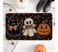 3D Halloween Ghost Pumpkin Crystal Carpet Non-Slip Waterproof Dirt-Resistant Floor Mat Indoor Decoration-50x80cm