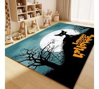 3D Halloween Party Carpet Cartoon Black Cat Spider Web Children's Room Non Slip Soft Bedroom Living Room Carpet Home Decor-60x90cm