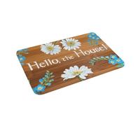 3D Hello The House Chamomile Daisies Strawberry Flowers On Wood Painting Anti-Slip Floor Mat Home Living Room Footpad Mats-60x90cm