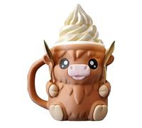 3D Highland Cow Ice Cream Pint Holder, Con Mango Anti-congelado Y 2 Cucharas, La Base No Deslizante Se Al Helado De 16 Oz, Gift For Highland Cow Lovers (marrón Claro)