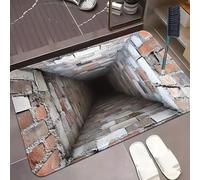 3D Hole Rug, 2026 Upgraded 3D Rugs Optical Illusion, Brick Bottomless Hole Area Rug, Trap Optical Illusion Bottomless Non-slip Doormat, for Door Entrance, Bathroom, Living Room (H,19.6*31.5in)