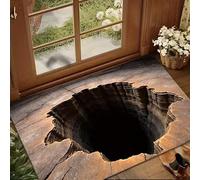 3D Hole Rug, Rugs That Look like a Hole, Trap Optical Illusion Bottomless Non-slip Doormat, Test & Game with Your Cat Or Dog, for Door Entrance, Bathroom, Living Room (1, 40*60cm/15.7*23.6in)