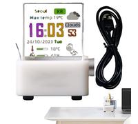 3D Hologram Cube - 3.8x3.1x3.5cm Tabletop Decor WiFi Desk Clock,Transparent Small Weather Station, Easy Usage Digital Clock Real-Time Display, Desk Decor with GIF Animation & Photo Album