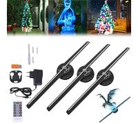 3D Hologram Led Fan Projector, 3D Hologram Christmas Tree Projector, 3D Hologram Projector, 3D Advertising Hologram, For Shop, Bar, Christmas Halloween Party Advertising Display Events (3PCS)
