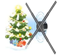 3D Hologram LED Fan Projector, Holographic Christmas Tree, 3D Fan Hologram Projector Christmas Tree, Led Hologram Christmas Tree with 224 LED Light Beads for Shop, Bar, Christmas Party (1Set)