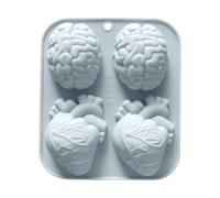 3d Human Brain Heart Silicone Mold, Realistic Anatomical Molds, herramienta de fundición sin tick, cemento arcilla resina de jabón, jelly muffin Mold for Craft Making, Kitchen, Ciencia, Party