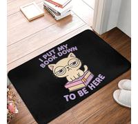 3D I Put My Book Down To Be Here Funny Reading Cat On Books Non-Slip Floor Mat Kitchen Entrance Home Bedroom Footpad Mats-40x60cm