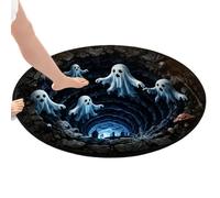 3D Illusion Halloween Doormat - Ghost Round Rug | Non-Slip Floor Pad
