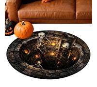 3D Illusion Halloween Doormat - Ghost Round Rug | Non-Slip Floor Pad