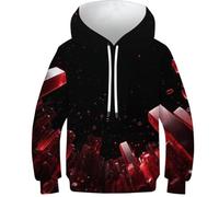 3D Impresión Niños Y Niñas Cristal Rojo Hoodie Elementos Vikingos Sweatshirt Manga Larga Novelty Mit Pockets 11-13Y