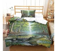 3D Impreso cocodrilo Hiding in Mangroves 2 Piezas Juego De Ropa De Cama Animales 1 Fundas De Almohada Microfibra con Cremallera Hipoalergénica para Adultos Y Niñas Single（135x200cm）