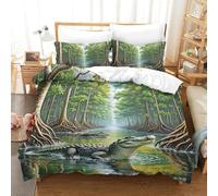 3D Impreso cocodrilo Hiding in Mangroves 3 Piezas Juego De Ropa De Cama Animales 2 Fundas De Almohada Microfibra con Cremallera Hipoalergénica para Niños Y Adolescentes Double（200x200cm）