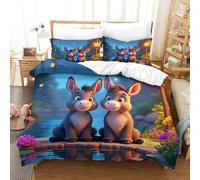 3D Impreso pequeño Burro 3 Piezas Juego De Ropa De Cama Animales 2 Fundas De Almohada Novedad con Cremallera Suave para Adultos Y Niñas Super King（260x220cm）