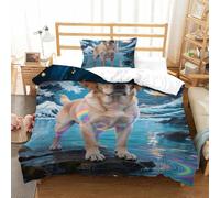 3D Impreso Retriever Dorado 2 Piezas Juego De Ropa De Cama 1 Fundas De Almohada Microfibra con Cremallera Hipoalergénica para Niños Single（135x200cm）