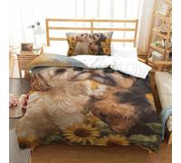 3D Impreso Shih Tzu 2 Piezas Juego De Ropa De Cama 1 Fundas De Almohada Microfibra con Cremallera Transpirable para Niños Single（135x200cm）