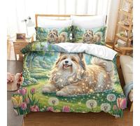 3D Impreso Shih Tzu 3 Piezas Juego De Ropa De Cama 2 Fundas De Almohada Microfibra con Cremallera Hipoalergénica para Niños Y Adolescentes Super King（260x220cm）
