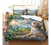 3D Impreso Shih Tzu 3 Piezas Juego De Ropa De Cama 2 Fundas De Almohada Novedad con Cremallera Hipoalergénica para Niños Y Adolescentes Double（200x200cm）