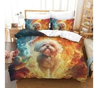 3D Impreso Shih Tzu 3 Piezas Juego De Ropa De Cama 2 Fundas De Almohada Novedad con Cremallera Suave para Niños Y Adolescentes Double（200x200cm）