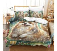 3D Impreso Shih Tzu 3 Piezas Juego De Ropa De Cama 2 Fundas De Almohada Novedad con Cremallera Suave para Adultos Y Niñas Single（140x200cm）