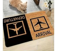 3D Jet Plane Arrival and Departure Design Non-Slip Machine Washable, Water Absorbent Entrance Door Mat - Machine Washable-50x80cm