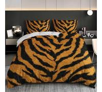 3D Juego de Cama de Microfibra Suave 150x220 cm Textura De Tigre Animal Fundas Nórdicas Cama 90 con Cremallera, Funda Nórdica Amarillo Anaranjado 3 Piezas para Decoración del Dormitorio