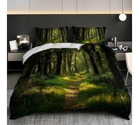 3D Juego de Cama de Microfibra Suave 260x240 cm Camino De Plantas jungleales Fundas Nórdicas Cama 180 con Cremallera, Funda Nórdica Verde 3 Piezas para Decoración del Dormitorio
