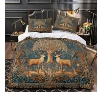 3D Juego De Cama Estilo Medieval Impreso,Scene of Ciervos Hunting in The Forest Funda De Edredón con Fundas De Almohada Suave Transpirable, para Adultos Y Adolescentes Super King（260x220cm）