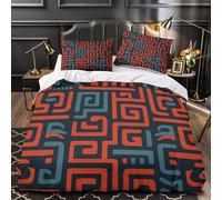 3D Juego De Cama Mayan Patterns, Solid Thick Lines and Shapes Impreso, Funda De Edredón con Fundas De Almohada Suave Transpirable, para Adultos Y Adolescentes Super King（260x220cm）