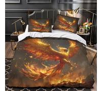 3D Juego De Cama The Fénix Rises from The Roaring Llamas Impreso, Funda De Edredón con Fundas De Almohada Suave Transpirable, para Adultos Y Adolescentes Super King(260x220cm)
