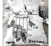 3D Juego de Ropa de Cama 3 Piezas, Morbuy Atrapasueños Impresión Microfibra Juego de Fundas de Edredón Incluye 1 Funda Nórdica y 2 Funda de Almohada (Gris,220x260cm)