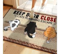 3D Keep Door Closed - Cats Planning Escape Floor Mat - Indoor and Outdoor Absorbent Foot Mat Suitable for Home Decoration, Durable-60x90cm