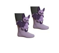 3D Knit Animal Socks, Animal Socks Hand Crocheted, Many Styles to Choose From, Warm and Comfortable for Autumn and Winter (bat)