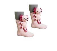 3D Knit Animal Socks, Animal Socks Hand Crocheted, Many Styles to Choose From, Warm and Comfortable for Autumn and Winter (axolotl)