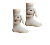 3D Knit Animal Socks, Animal Socks Hand Crocheted, Many Styles to Choose From, Warm and Comfortable for Autumn and Winter (rabbit)