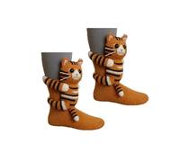 3D Knit Animal Socks, Animal Socks Hand Crocheted, Many Styles to Choose From, Warm and Comfortable for Autumn and Winter (tiger)