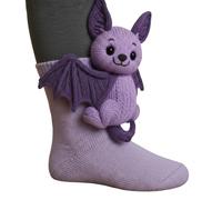 3D Knit Animal Socks, Funny Animal Socks Hand-Crocheted Warm Thick Cotton for Home Lounging (Bat)