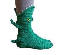 3D Knit Animal Socks, Funny Animal Socks Hand-Crocheted Warm Thick Cotton for Home Lounging (Dinosaur)