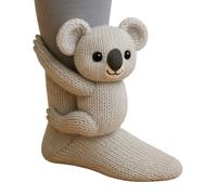 3D Knit Animal Socks, Funny Animal Socks Hand-Crocheted Warm Thick Cotton for Home Lounging (Koala)