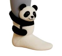 3D Knit Animal Socks, Funny Animal Socks Hand-Crocheted Warm Thick Cotton for Home Lounging (Panda)