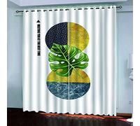 3D Las Hojas Son Geométricamente Redondas Cortinas Termicas Aislantes Frio Y Calor Dormitorio 2 Piezas 200x160 Cm Opaca Cortina Aislante Termica Frio Calor Anti Ruido Moderno Para Ventana Habitación