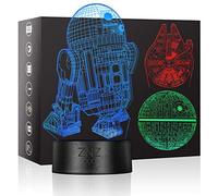 3D LED Star Wars Luz de noche, Lámpara de ilusión Death Star + R2-D2 + Millennium Falcon, Tres patrones y 16 colores Lámpara de decoración Cambio - Regalo perfectos para niño - 3 paquete
