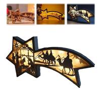 3d Led Wooden Nativity Scene Star Shaped Desk Lamp Christmas Nativity Star Lamp,100% New