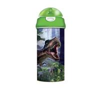 3D LiveLife Botella de agua con diseño de dinosaurio lenticular 3D con pajita, escena T-Rex de Deluxebase. Botella de 600 ml para niños con ilustraciones originales del famoso artista David Penfound